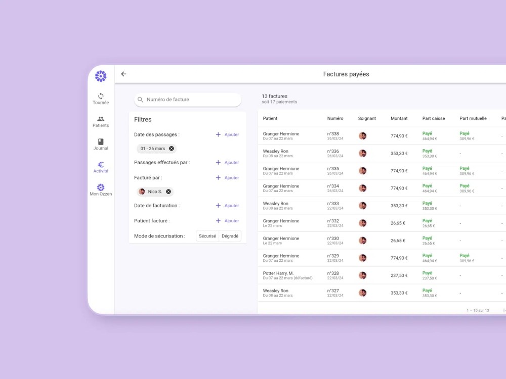 Ordinateur avec suivi des factures payées